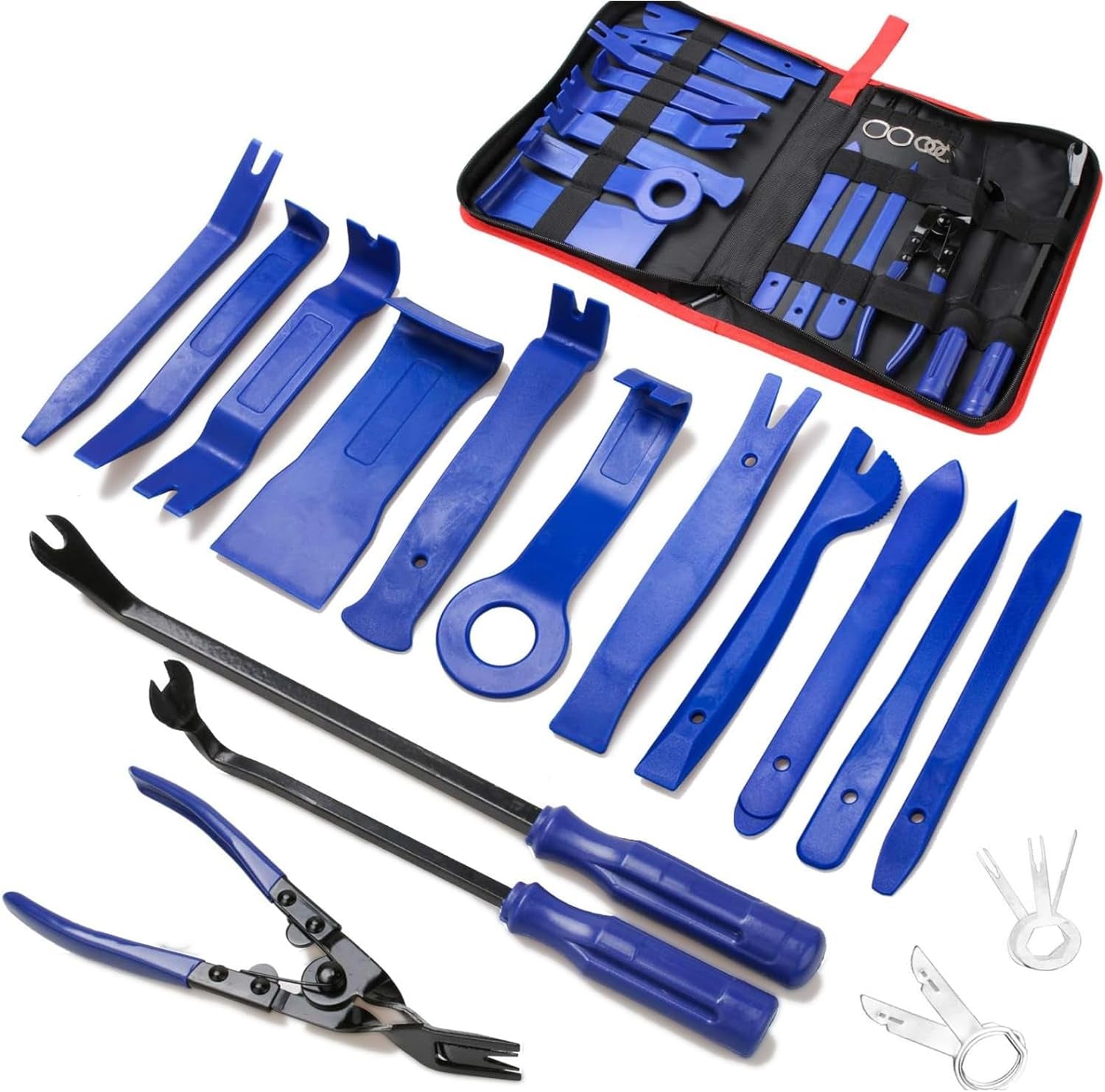 19Pcs Trim Removal Tool, Car Panel Dashboard Door Audio Trim Removal Tool Kit, Auto Clip Pliers Fastener Remover Set, Plastic Pry Tool, Automotive Upholstery Removal Kit