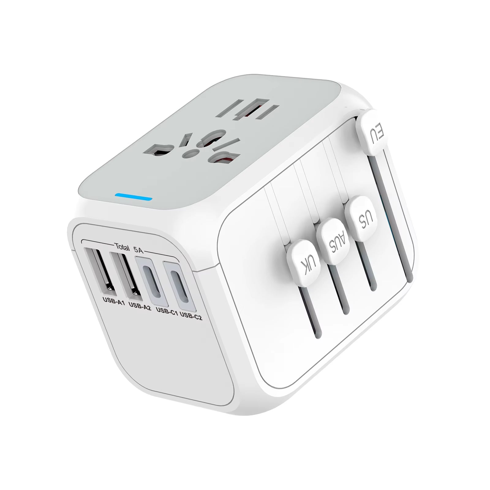 Universal Travel Adapter 3 USB 1 Type-C Port Fast Charging International Plug Adapter for EU UK US Australia Power Charger