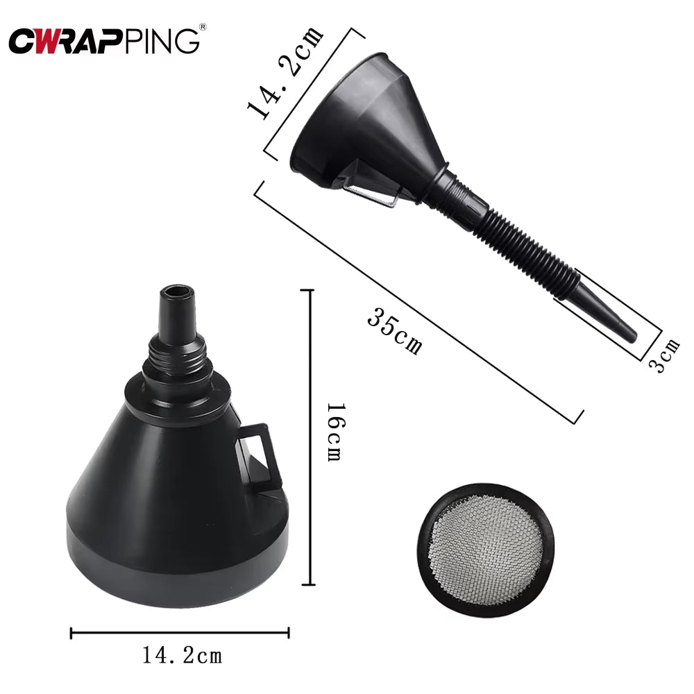 Car Refueling Funnel Detachable Spill-Proof Refueling Hose with Long Mouth Funnel Motorcycle Refueling Engine Oil Funnel Tools
