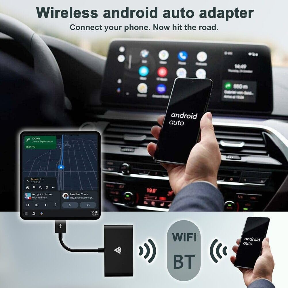Plug & Play Wireless Carplay Adapter for Android: Convert OEM Wired Carplay Cars to Wireless, Support Online Updates, Compatible with Cars from 2015 Onward