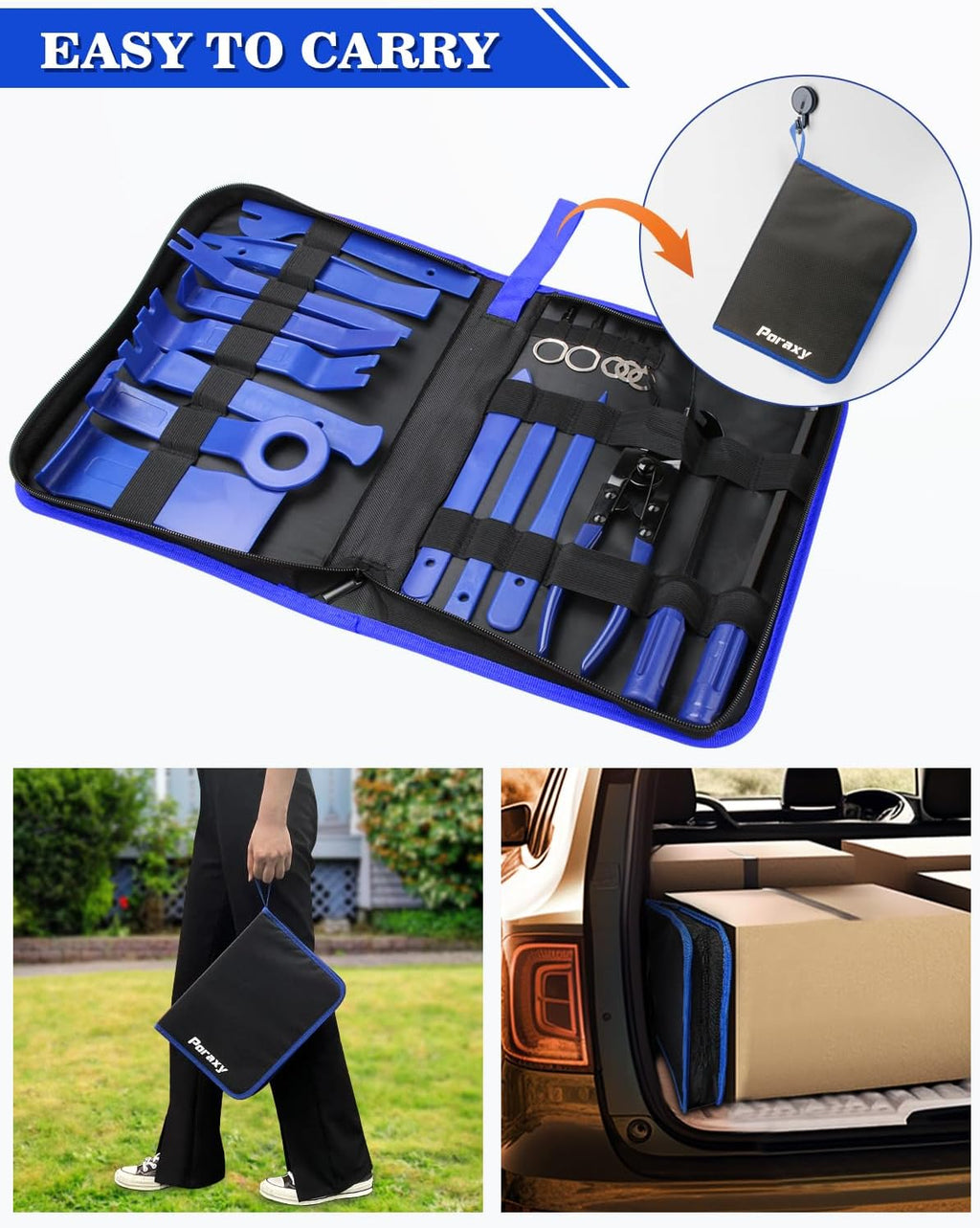 19Pcs Trim Removal Tool, Car Panel Dashboard Door Audio Trim Removal Tool Kit, Auto Clip Pliers Fastener Remover Set, Plastic Pry Tool, Automotive Upholstery Removal Kit