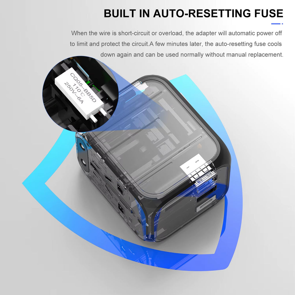Universal Travel Adapter 3 USB 1 Type-C Port Fast Charging International Plug Adapter for EU UK US Australia Power Charger