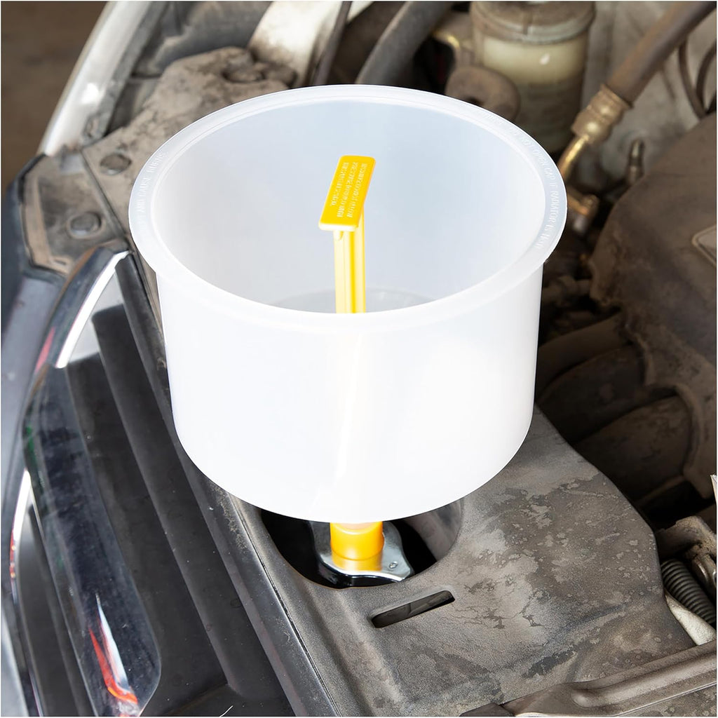 87009 No-Spill Coolant Filling Plastic Funnel Kit | Universal Radiator Funnel for Auto Mechanics | Adapters Help Funnel Fit the Radiator of Most Every Consumer Vehicle | White