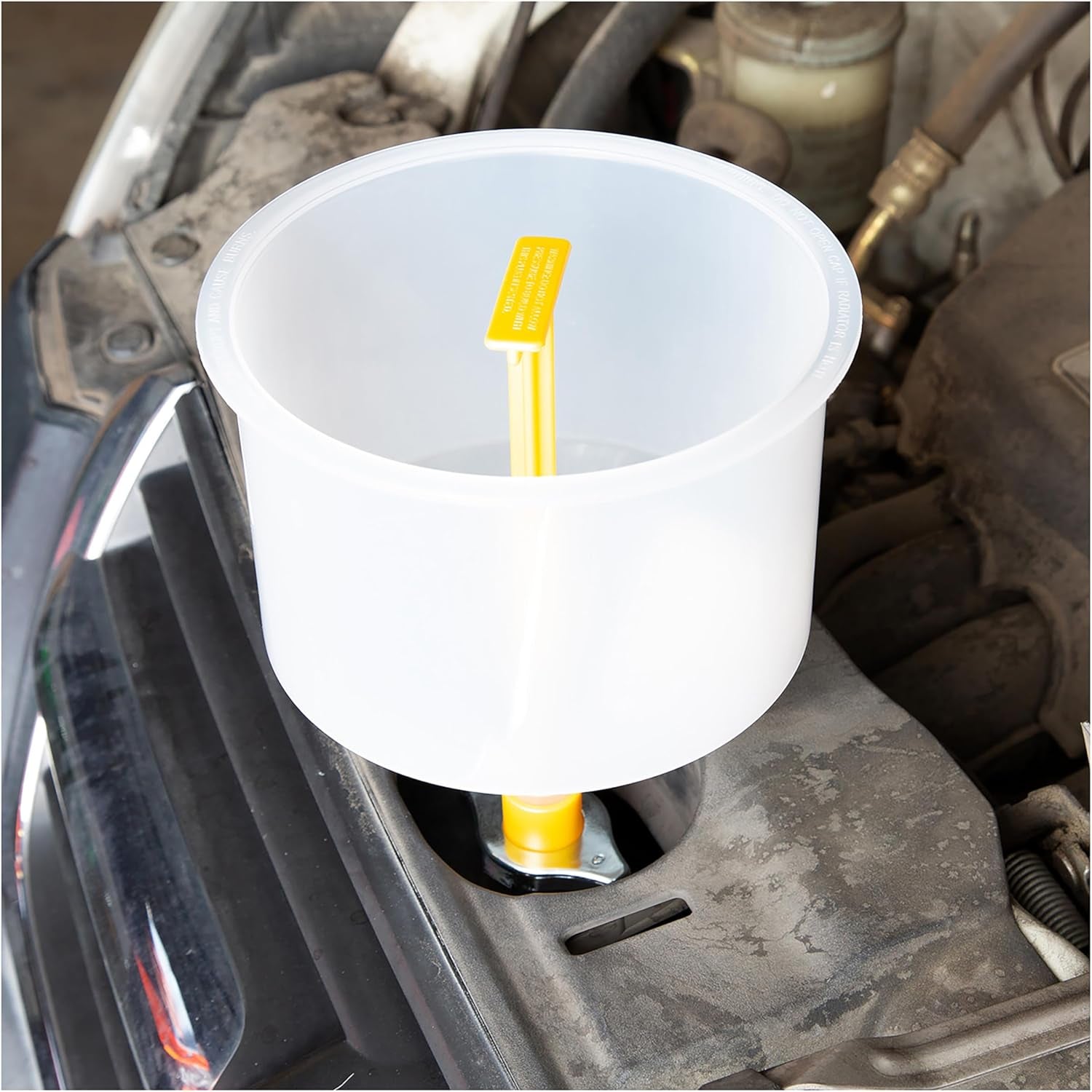 87009 No-Spill Coolant Filling Plastic Funnel Kit | Universal Radiator Funnel for Auto Mechanics | Adapters Help Funnel Fit the Radiator of Most Every Consumer Vehicle | White