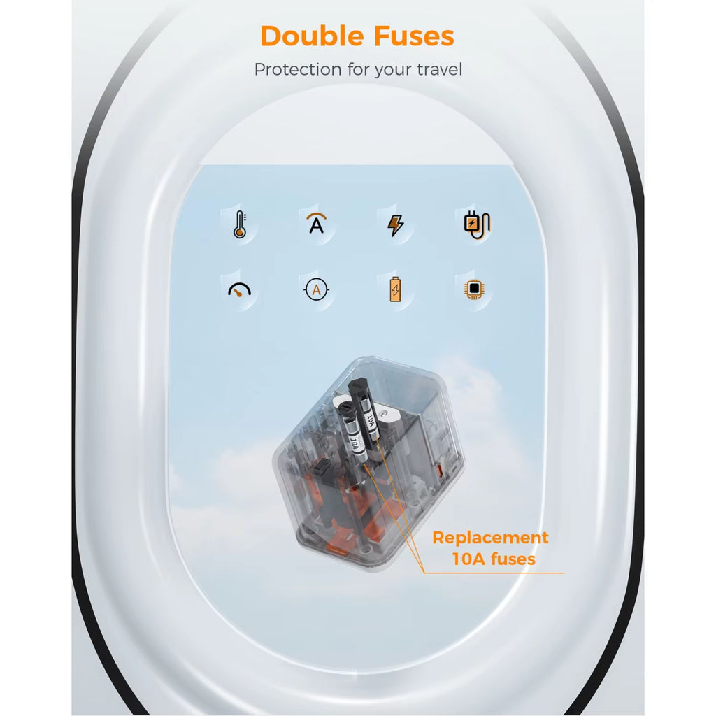 65W Gan Universal Travel Adapter Worldwide with USB and Type C Fast Charging Power Adapter EU/UK/USA/AUS Plug for Travel