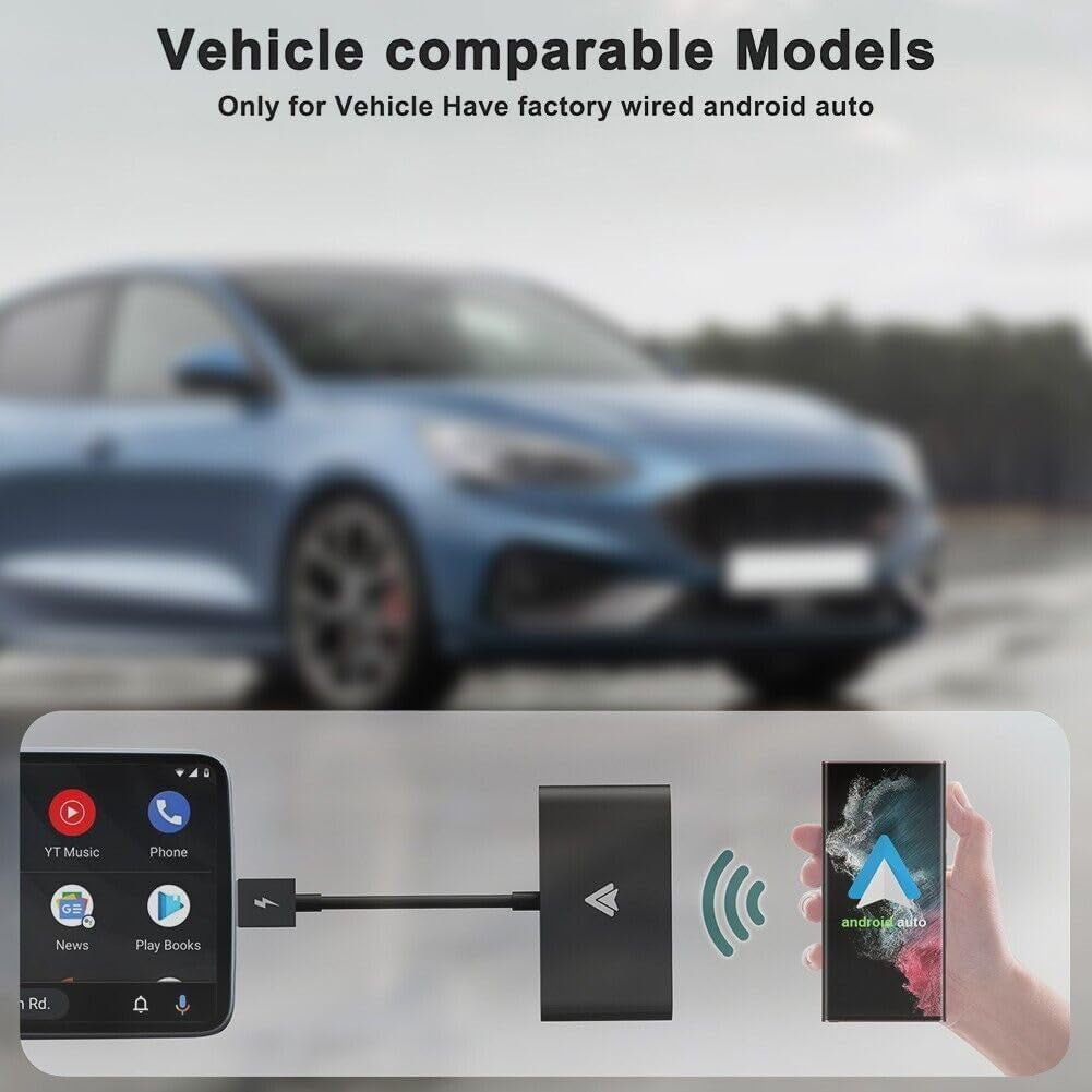 Plug & Play Wireless Carplay Adapter for Android: Convert OEM Wired Carplay Cars to Wireless, Support Online Updates, Compatible with Cars from 2015 Onward