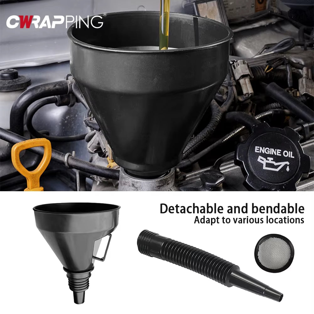 Car Refueling Funnel Detachable Spill-Proof Refueling Hose with Long Mouth Funnel Motorcycle Refueling Engine Oil Funnel Tools
